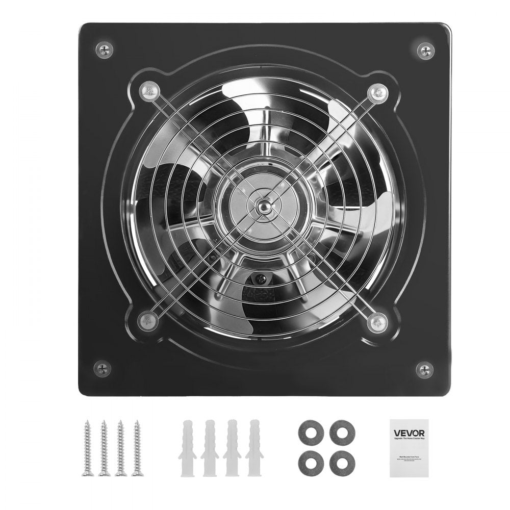 VEVOR 8 Inch Exhaust Fan, 576 CFM High Velocity Wall Mount Vent Fan with On/Off Control, Low Consumption, Portable Ventilation Extractor for Attic,Garage,Basement,Workshop,Kitchen, Chicken Coop,Black