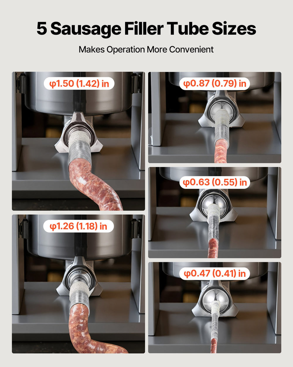 VEVOR Manual Sausage Stuffer, 33 LBS / 15 L Vertical Meat Stuffer, Heavy Duty Sausage Casing Meat Stuffing Machine, Dual-Speed Stainless Steel Filler with 5 Filling Tubes, for Commercial and Home Use