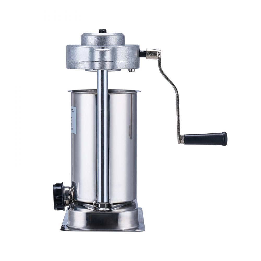 VEVOR Manual Sausage Stuffer, 2 L / 5 LBS Vertical Sausage Machine with G-type Clamp, Food-Grade 304 Stainless Steel Barrel with 2 Stuffing Tubes, for Home Kitchen Restaurant Commercial