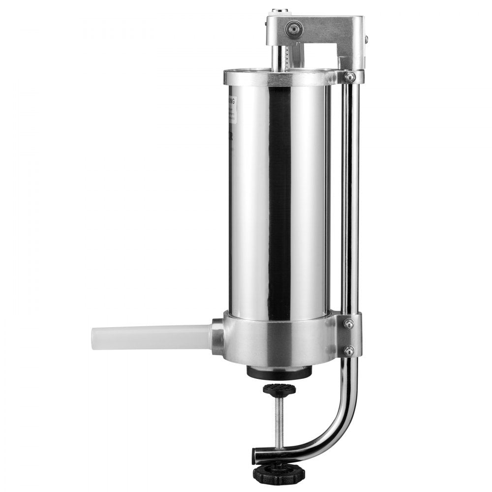 VEVOR Sausage Stuffer, 5LBS/3L Capacity, 304 Stainless Steel Vertical Sausage Stuffer, Sausage Filling Machine with 3 Stuffing Tubes, Suction Base and Manual Crank for Household or Commercial Use