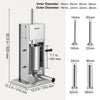 VEVOR Manual Sausage Stuffer, 5LBS/3L Capacity, Two Speed 304 Stainless Steel Vertical Sausage Stuffer, Sausage Filling Machine with 4 Stuffing Tubes, Suction Base for Household or Commercial Use