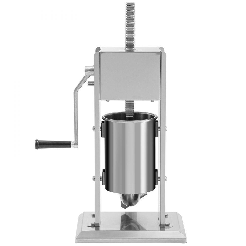 VEVOR Manual Sausage Stuffer, 5LBS/3L Capacity, Two Speed 304 Stainless Steel Vertical Sausage Stuffer, Sausage Filling Machine with 4 Stuffing Tubes, Suction Base for Household or Commercial Use
