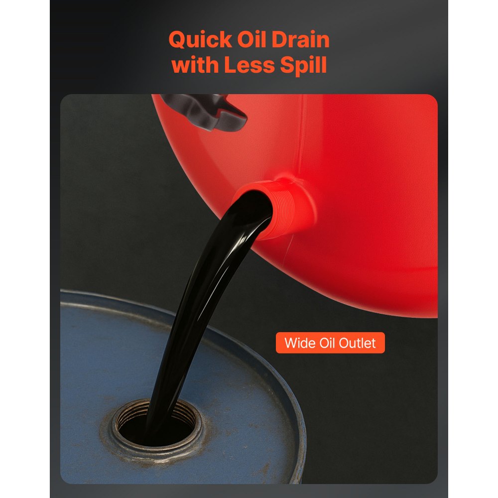 VEVOR 8 Gallon Waste Oil Drain Tank, Industrial Fluid Drain Tank with Adjustable Funnel Height, Portable Oil Drainer with Wheels, Fluid Fuel Transfer Drainage for Auto Repair Shops, Garages, Red