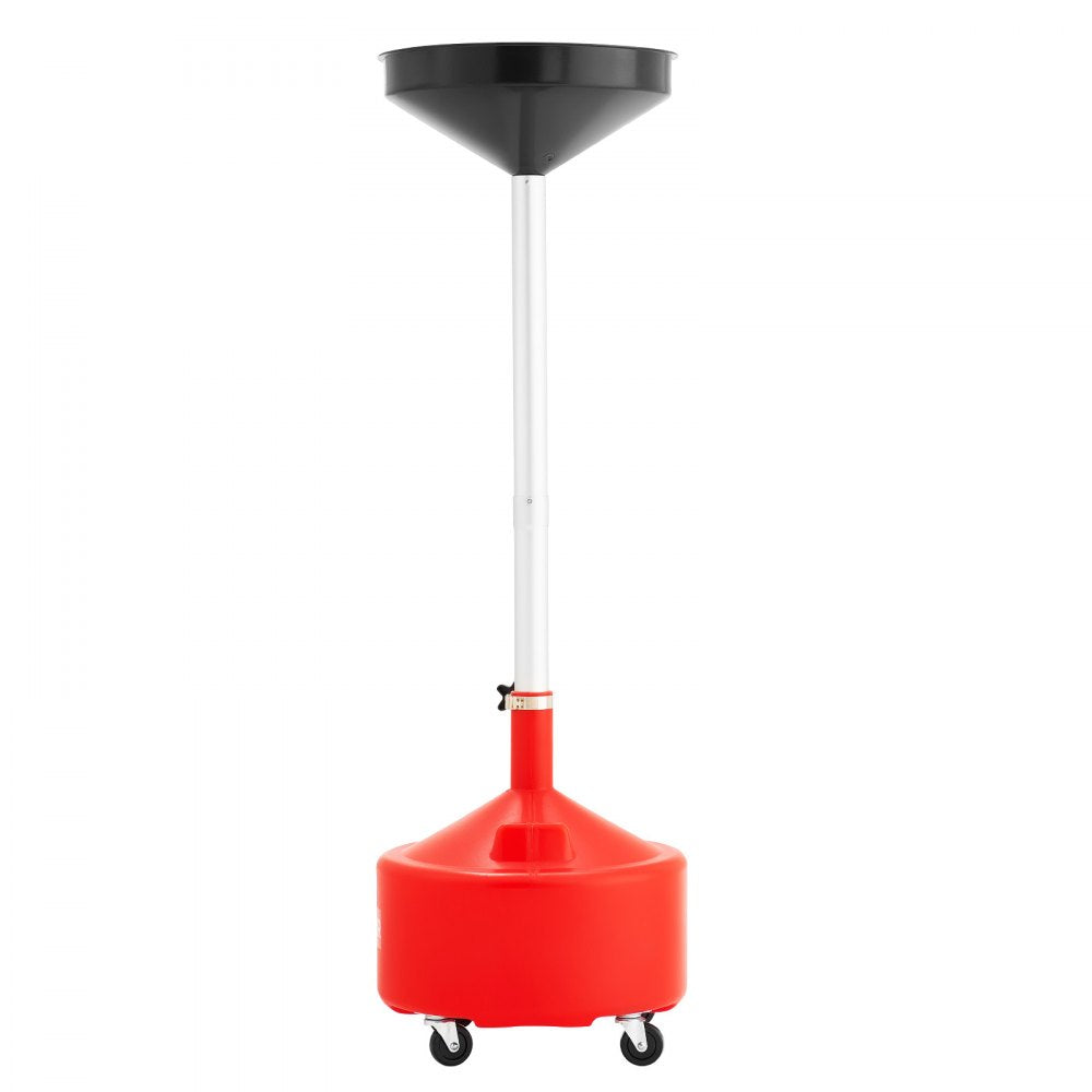 VEVOR 8 Gallon Waste Oil Drain Tank, Industrial Fluid Drain Tank with Adjustable Funnel Height, Portable Oil Drainer with Wheels, Fluid Fuel Transfer Drainage for Auto Repair Shops, Garages, Red