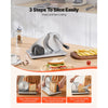 VEVOR Manual Bread Slicer, 0-0.6" Adjustable Thickness Cheese Cutter, Hand Cranked Slicer for Homemade Bread - with Serrated Stainless Steel Blade for Kitchen, Restaurant, Bakery, Party