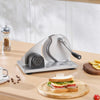 VEVOR Manual Bread Slicer, 0-0.6" Adjustable Thickness Cheese Cutter, Hand Cranked Slicer for Homemade Bread - with Serrated Stainless Steel Blade for Kitchen, Restaurant, Bakery, Party