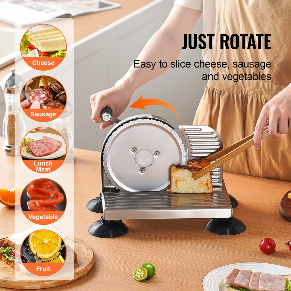 VEVOR Manual Bread Slicer, 0-6" Adjustable Thickness Cheeser Butter Cutting, Micro-Serrated Stainless Steel Blade, Aluminum Alloy Commercial Cheese Slicer for Kitchen, Restaurant, Bakery, Party