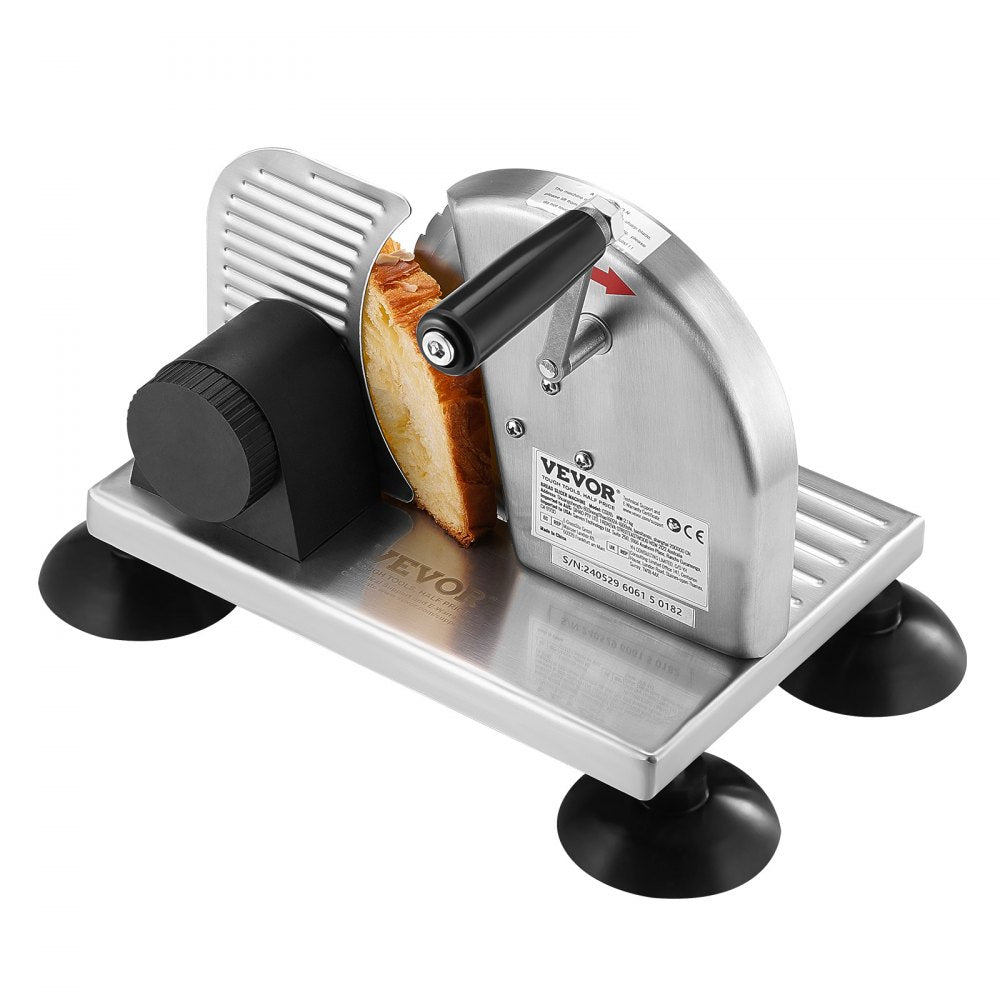 VEVOR Manual Bread Slicer, 0-6" Adjustable Thickness Cheeser Butter Cutting, Micro-Serrated Stainless Steel Blade, Aluminum Alloy Commercial Cheese Slicer for Kitchen, Restaurant, Bakery, Party