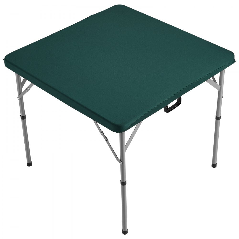 VEVOR Mahjong Table with Mahjong Tiles Set, Fold-in-Half 4 Player Card Table with 144PCS Majiang Tiles and 3 Dice, Portable Bi-Folding Domino Table with Wear-Resistant Green Tabletop & Carrying Handle