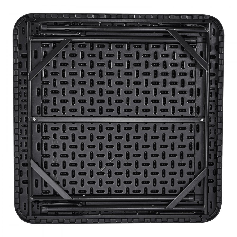 VEVOR Mahjong Table, Square 4 Player Folding Card Table with 4 Cup Holders & 4 Chip Trays, Portable Domino Game Table with 1 Set of Dominoes for Mahjong Poke Puzzles, 35.4 x 35.4-inch, Black
