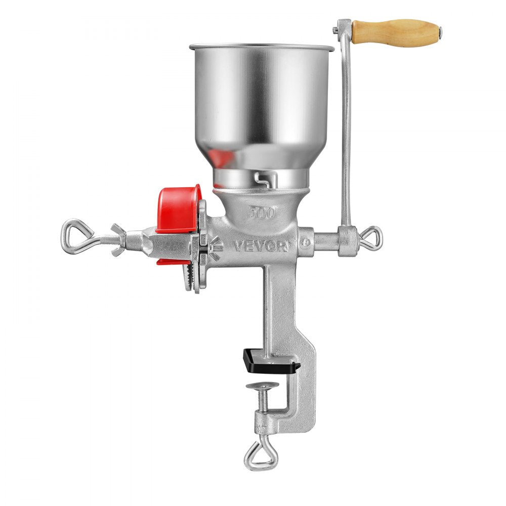 VEVOR Manual Grain Mill with High Hopper, Hand-Crank Corn Grinder, Heavy Duty Cast Iron Wheat Grinding Mill with Stable Table Clamp & Dust Cover for Grains Spices Coffee Beans Nuts