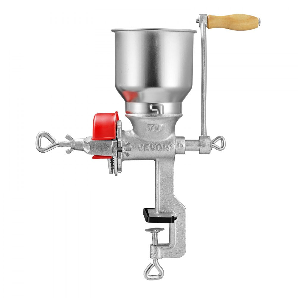 VEVOR Manual Grain Mill with High Hopper, Hand-Crank Corn Grinder, Heavy Duty Cast Iron Wheat Grinding Mill with Stable Table Clamp & Dust Cover for Grains Spices Coffee Beans Nuts