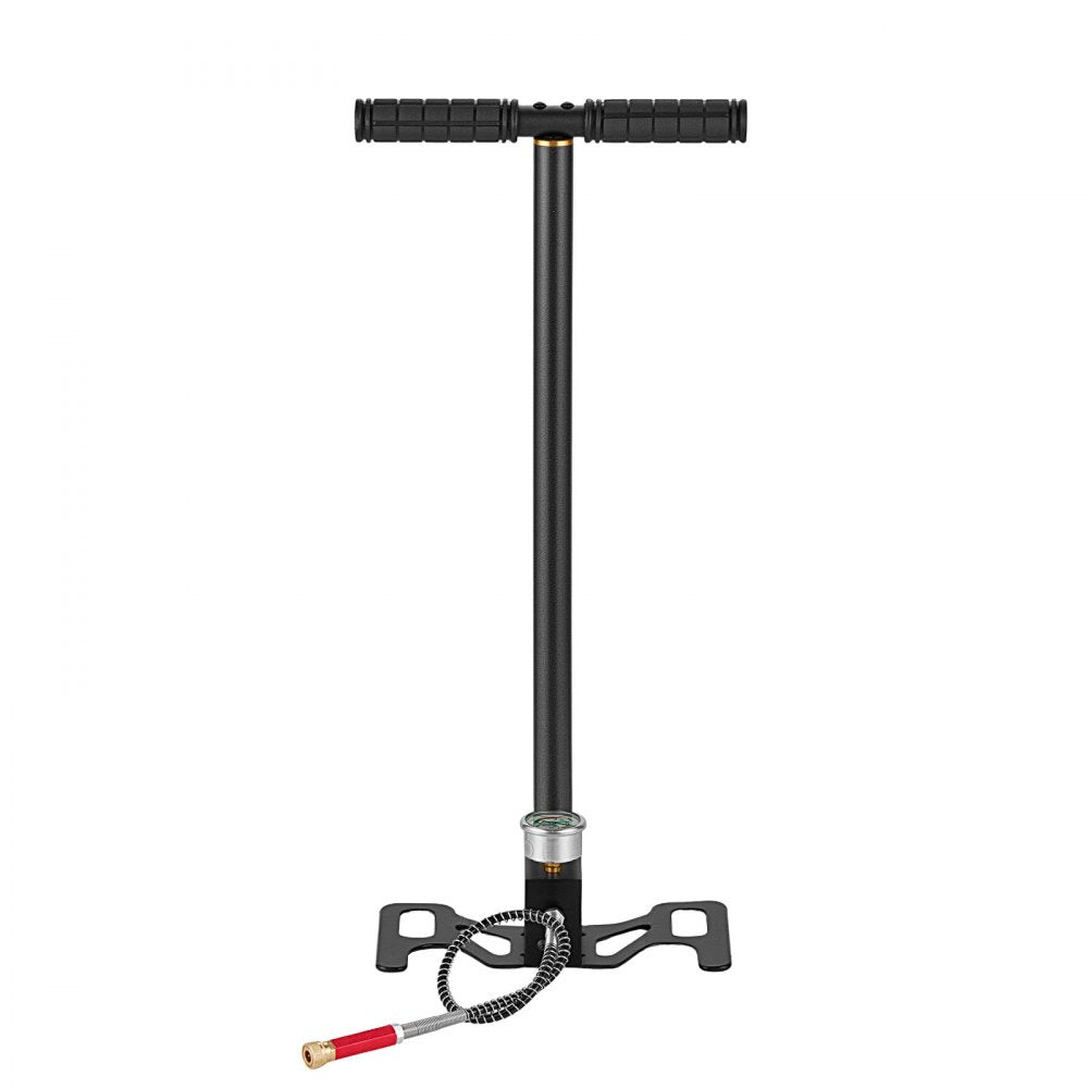 VEVOR PCP Hand Pump, 3 Stage, High Pressure Air Rifle Filling Stirrup Pump, Max 41.37 MPa 6000 PSI, with Oil-Moisture Filter, Pressure Gauge, Stainless Steel Body, for Airguns Paintball Tire Filling