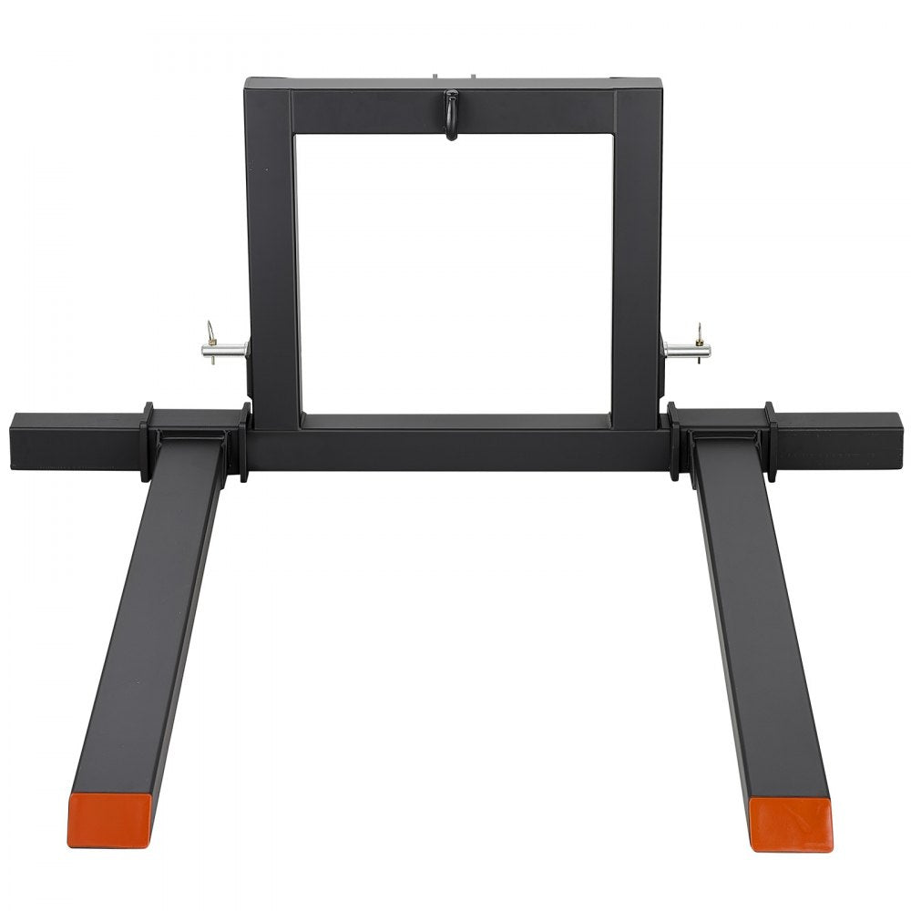 VEVOR 3 Point Hitch Pallet Forks 4000 lbs 50 in Tractor Fork Attachment, Great for Category 1 Tractors, 29-46 in Adjustable Width, Heavy-Duty Reinforced Steel Body, Quick-Attach System, Orange Tips