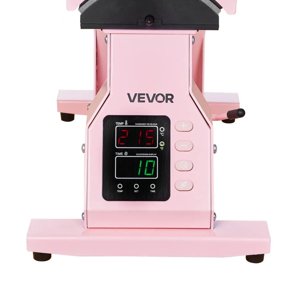 VEVOR Hat Heat Press Machine, with 2pcs Interchangeable Platens, Precise Temperature and Time Control, Hat Press for HTV Iron On and Sublimation Projects, for Caps, Headbands, Cuffs, Face Masks, Pink