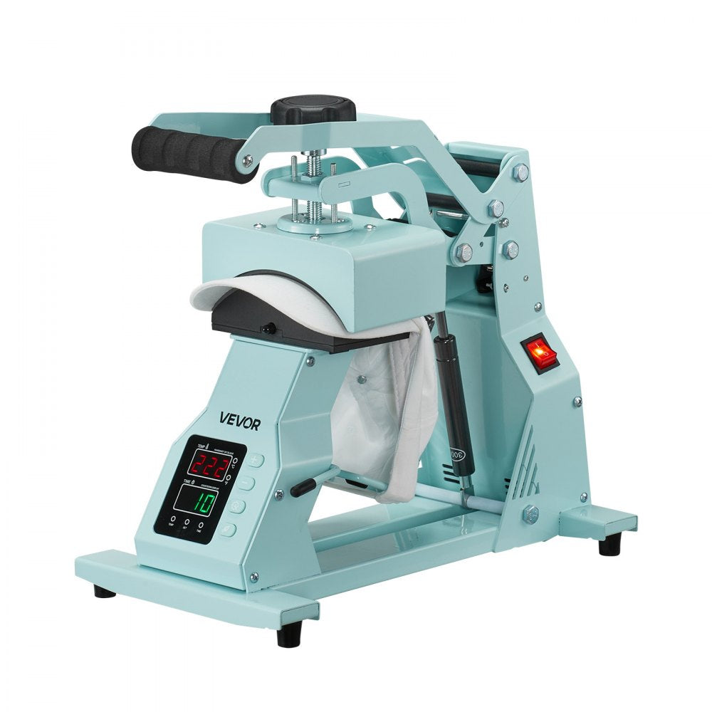 VEVOR Hat Heat Press Machine, with 4pcs Interchangeable Platens, Precise Temperature and Time Control, Hat Press for HTV Iron On and Sublimation Projects, for Caps, Headbands, Cuffs, Face Masks, Green