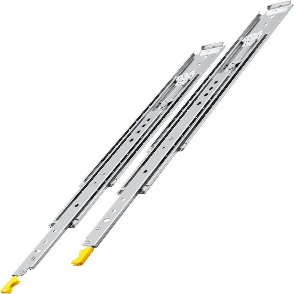 VEVOR Drawer Slides with Lock, 1 Pair 36 inch, Heavy-Duty Industrial Steel up to 500 lbs Capacity, 3-Fold Full Extension, Ball Bearing Lock-in & Lock-Out, Side Mount