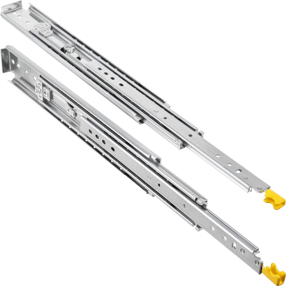 VEVOR Drawer Slides with Lock, 1 Pair 36 inch, Heavy-Duty Industrial Steel up to 500 lbs Capacity, 3-Fold Full Extension, Ball Bearing Lock-in & Lock-Out, Side Mount