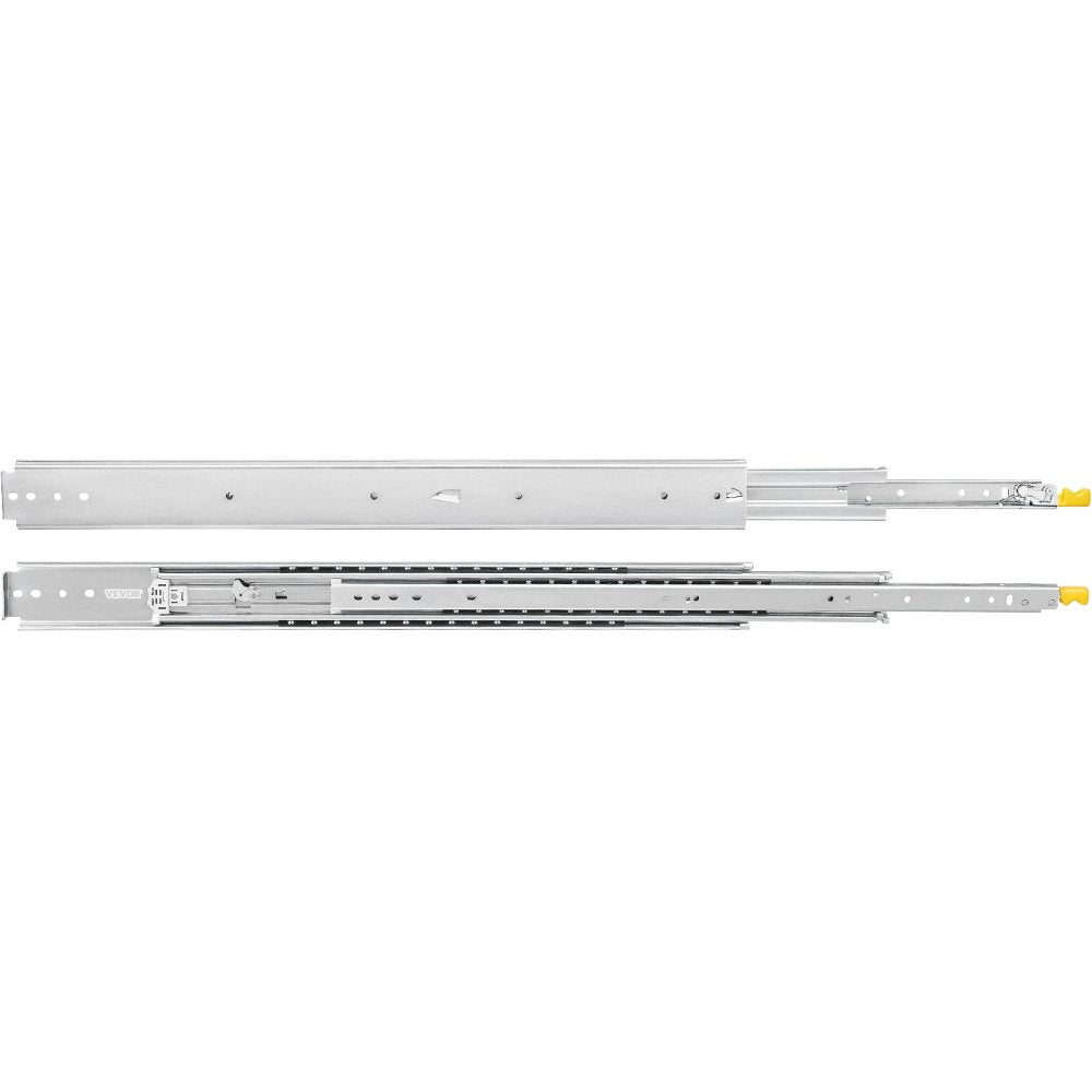 VEVOR Drawer Slides with Lock, 1 Pair 36 inch, Heavy-Duty Industrial Steel up to 500 lbs Capacity, 3-Fold Full Extension, Ball Bearing Lock-in & Lock-Out, Side Mount
