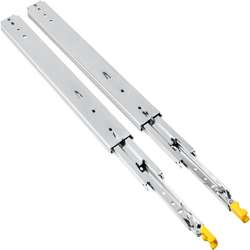 VEVOR Drawer Slides with Lock, 1 Pair 60 inch, Heavy-Duty Industrial Steel up to 500 lbs Capacity, 3-Fold Full Extension, Ball Bearing Lock-in & Lock-Out, Side Mount