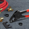 VEVOR PEX Pipe Crimping Tool, Angle Dual Head Combo PEX/PE-RT Crimper for 1/2" and 3/4" Copper Crimp Rings, 30 Copper Crimp Rings, PEX/PE-RT Tubing Cutter, Go/No-Go Gauge, Meets ASTM F1807 Standards