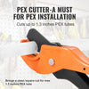 VEVOR PEX Pipe Crimping Tool Kit, Press Crimper for 3/8", 1/2", 3/4", 1" Crimp Rings, with 3 Jaw Dies, PEX Tubing Cutter, Go/No-Go Gauge, Copper Ring Removal Tool, Meets ASTM F1807 Standards