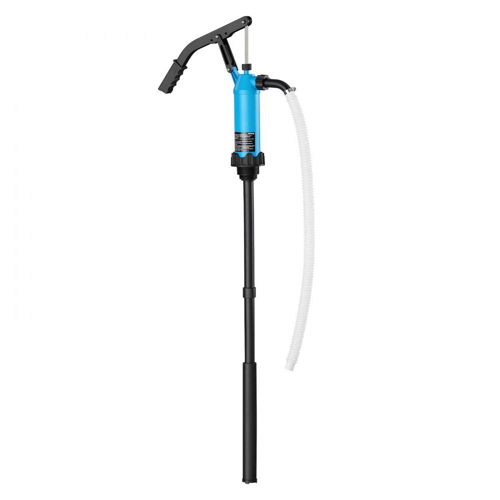 VEVOR Drum Pump 10 oz per Stroke PP Hand Operated DEF Pump Blue + Black, Fits 15 to 55 Gallon Drums & Barrels, with Telescoping Suction Tube, Transfers Water, Diesel, Kerosene, Mild Acids & Alkalis
