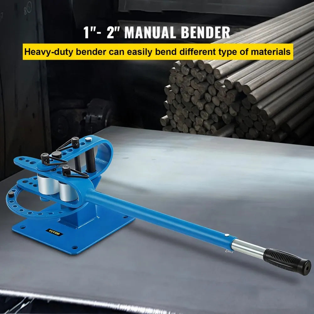 VEVOR YP-9 Manual Bender, Soild Round Square Bar Metal Bender with 7 Bending Dies, Metal Rod Bar Bender Bending Tool for Construction Site Auto Repair