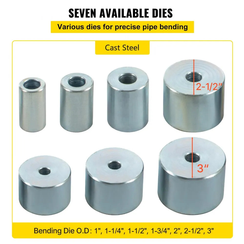 VEVOR YP-9 Manual Bender, Soild Round Square Bar Metal Bender with 7 Bending Dies, Metal Rod Bar Bender Bending Tool for Construction Site Auto Repair