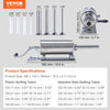 VEVOR Manual Sausage Stuffer, 2.5 L / 6 LBS Horizontal Sausage Machine with U-type Clamp, Made of Food-Grade Stainless Steel, Includes 8 Stuffing Tubes, for Home Kitchen Restaurant Commercial