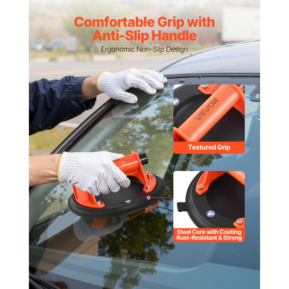 VEVOR Vacuum Suction Cup, 8-Inch Vacuum Glass Lifter with ABS Handle, 400 lbs Max Lifting Capacity Tile Suction Cup Tool with Carrying Case for Lifting Large Tile, Granite, Drywall, Windows (1-Pack)