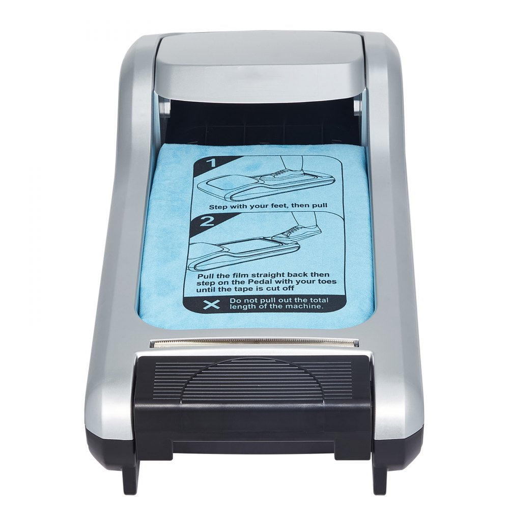 VEVOR Shoe Cover Dispenser, Automatic Shoe Film Machine with 1 Roll (600 Pcs) of Non-Slip Disposable Sole Membrane, Fits Size Up to US 11, for Home, Office, Lab, Factory, Hospital, Indoor Use, Silver