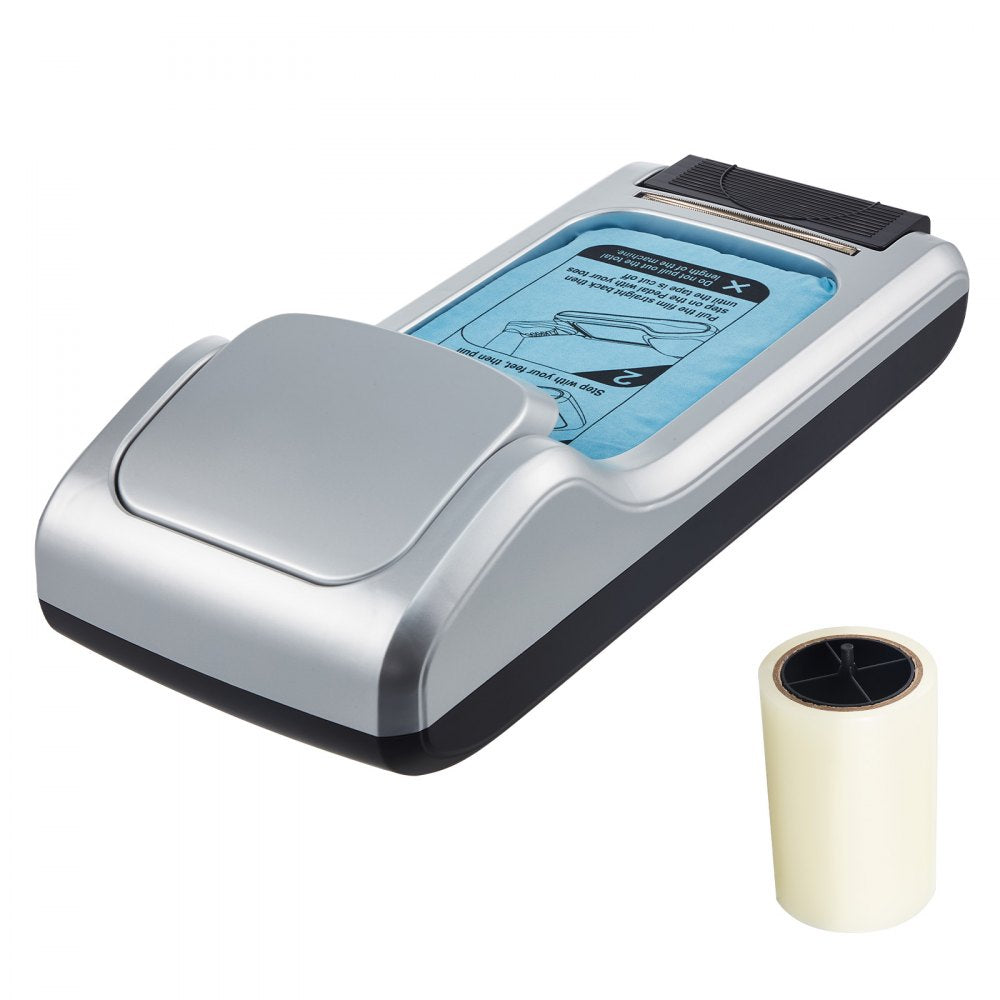 VEVOR Shoe Cover Dispenser, Automatic Shoe Film Machine with 1 Roll (600 Pcs) of Non-Slip Disposable Sole Membrane, Fits Size Up to US 11, for Home, Office, Lab, Factory, Hospital, Indoor Use, Silver