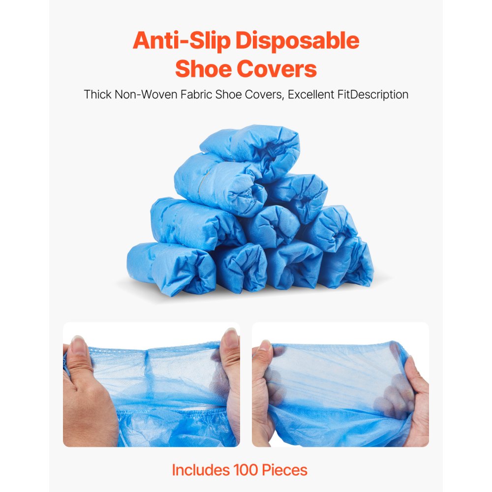 VEVOR Shoe Cover Dispenser, Automatic Shoe Covers Dispenser with 100 Pcs of Non-Slip Disposable Shoes Covers, Fits Size Up to US 11, for Home, Office, Lab, Factory, Hospital, Indoor Use, Silver