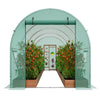 VEVOR Walk-in Tunnel Greenhouse 14.6x6.36x6.3ft Galvanized Frame PE Cover Green