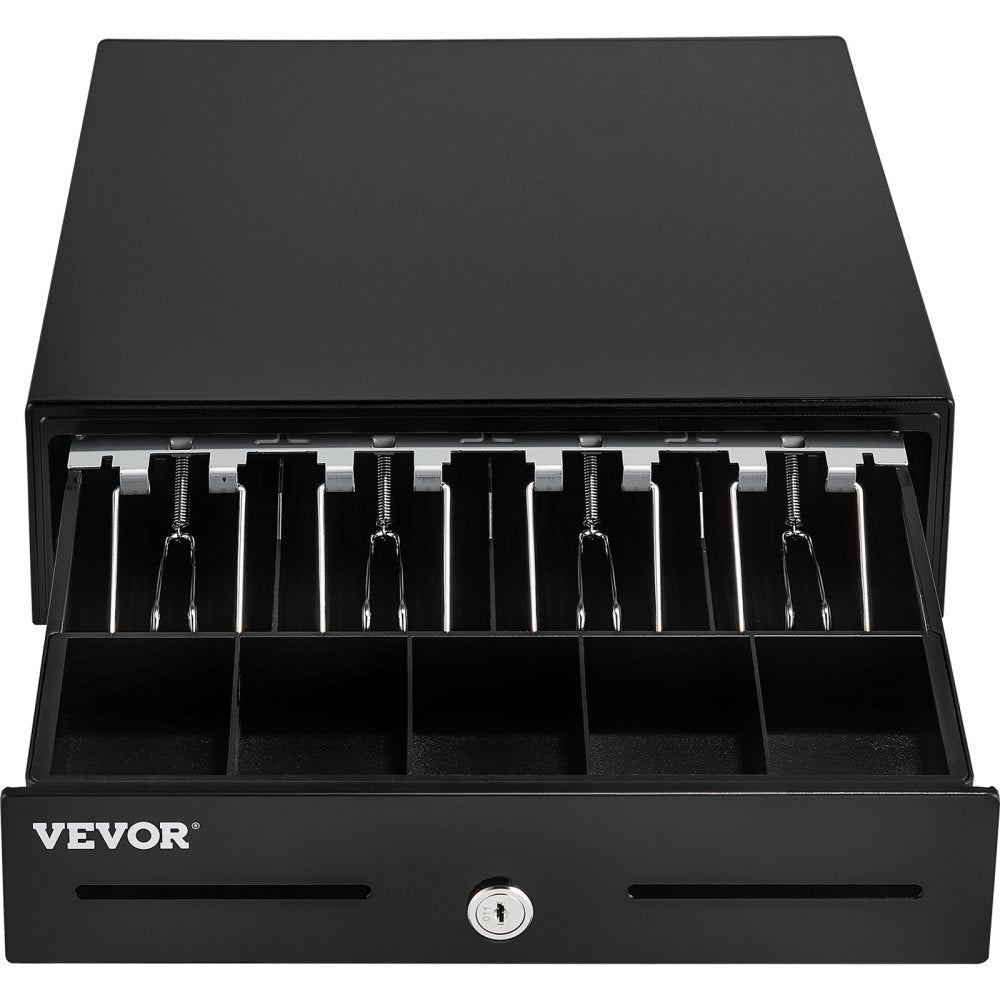 VEVOR Cash Register Drawer, 13\" 2 Unlocking Ways, Fully Removable Design with 4 Bill 5 Coin Cash Tray, 2 Keys Included, Compact Size Cash Registers for Supermarket, Bar, Coffee Shop, Restaurant