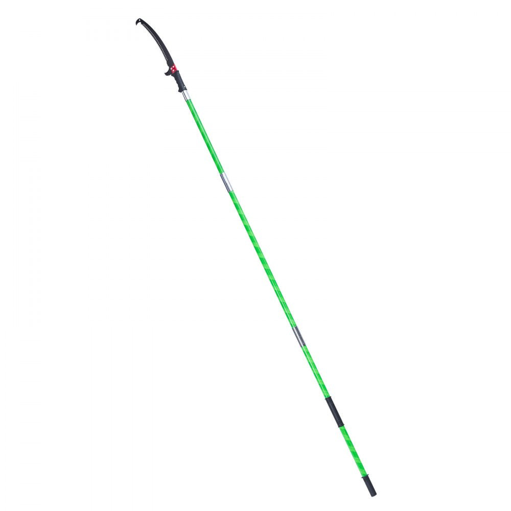 VEVOR Manual Pole Saw, 3.87-27 ft Extendable Pole Tree Pruner, Sharp 65Mn Steel Blade, Lightweight Fiberglass Handle Pole, Double-Hook Saw for High Branch Trimming, Pruning Tool for Palms, Shrubs