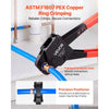 VEVOR Angle Head PEX Crimping Tool Kit for 1/2" & 3/4" Copper Crimp Rings, Copper Ring Cinch Removal Tool with PEX Tubing Cutter, Copper Ring Cutter, Go/No-Go Gauge & Toolbox, Meet ASTM F1807 Standard