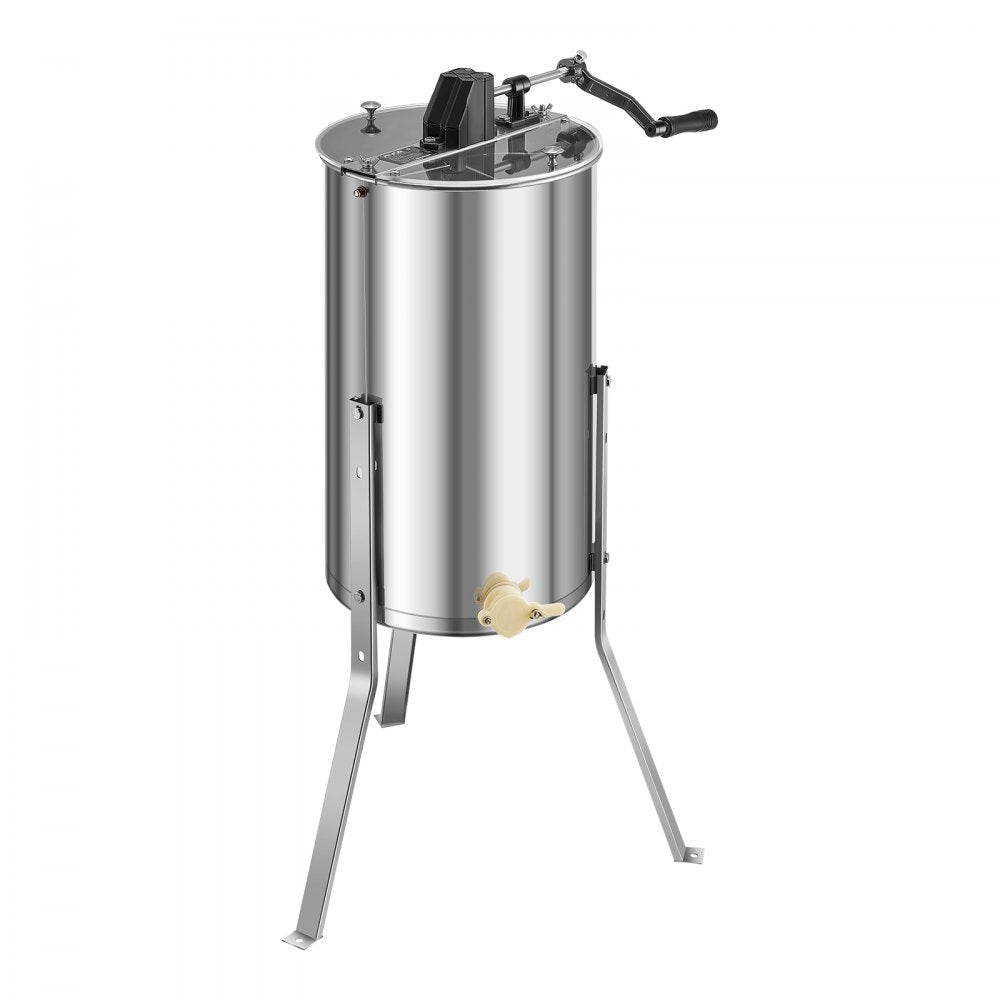 VEVOR Honey Extractor, 2 Frame Manual Honey Spinner with Transparent Lid, Stainless Steel Honeycomb Drum Spinner with Height Adjustable Stand, Honeycomb Extraction Centrifuge Equipment for Beekeeping