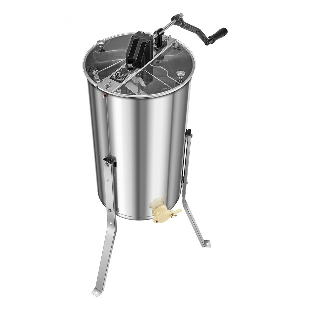 VEVOR Honey Extractor, 2 Frame Manual Honey Spinner with Transparent Lid, Stainless Steel Honeycomb Drum Spinner with Height Adjustable Stand, Honeycomb Extraction Centrifuge Equipment for Beekeeping
