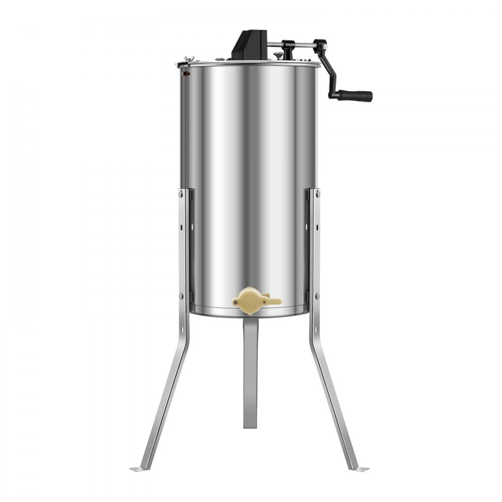 VEVOR Honey Extractor, 2 Frame Manual Honey Spinner with Transparent Lid, Stainless Steel Honeycomb Drum Spinner with Height Adjustable Stand, Honeycomb Extraction Centrifuge Equipment for Beekeeping