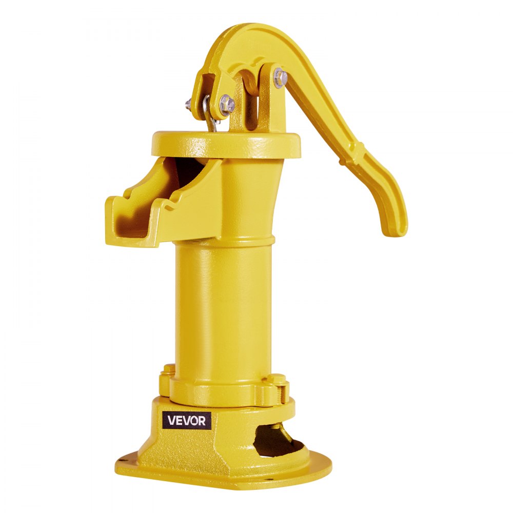VEVOR Well Hand Pitcher Pump, 25 ft Maximum Lift, Antique Cast Iron Manual Hand Water Pump, NPT 1-1/4 in Connection, Easy Installation, Old Fashioned for Outdoor Garden, Pond, Backyard, Farm, Yellow
