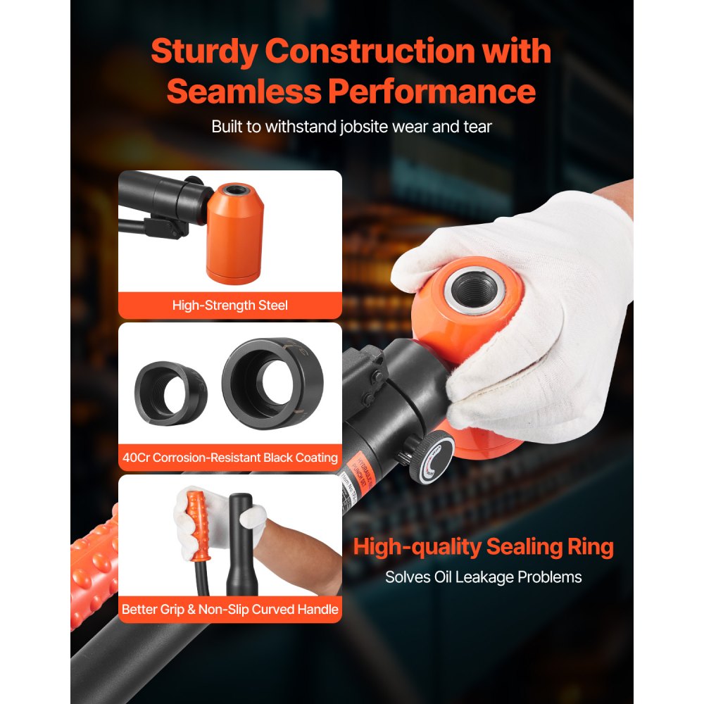 VEVOR Knockout Punch Set, 10 Ton Hydraulic Knockout Set, 1/2" to 2" KO Tool Kit Hole Making Tool, KO Tools Kit W/6 Dies for Metal Electrical Cabinets, Electrical Control Cabinets, Switch Cabinets