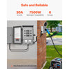 VEVOR Manual Transfer Switch, 30-Amp 6-Circuit, Prewired Generator Transfer Switch Kit with NEMA L14-30P Power Inlet Box, Double-Throw Switch, NEMA 3R, Mechanical Watt Meter, for 7500W Generators