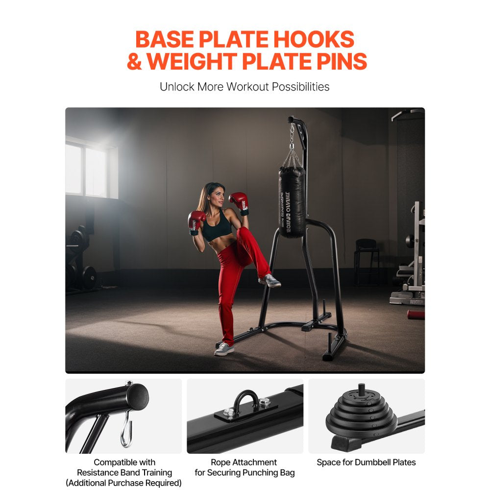 VEVOR Punching Bag Stand, Steel Heavy Duty Workout Equipment, Boxing Punching Bag Stand, Holds Up to 140 lbs, Freestanding Sandbag Rack with Weighted Base, Training Equipment for Home Gym Fitness