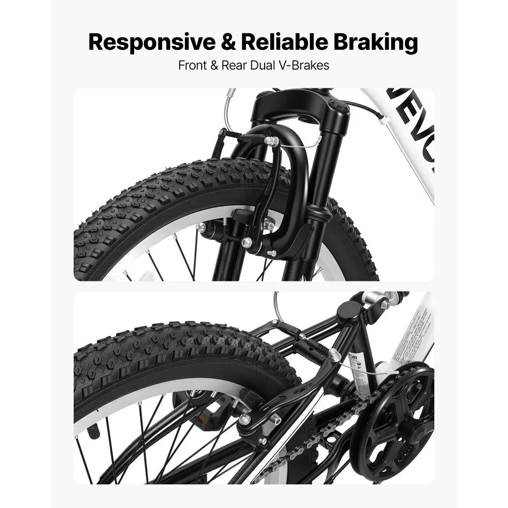 VEVOR Mountain Bike for Men and Women 20 inch Outdoor Bicycle 6 Speeds, Adult Bikes, Full Suspension, Adjustable Saddle, All-Terrain Tires, High Carbon Steel Frame, Dual Brakes, Pre-Assembled