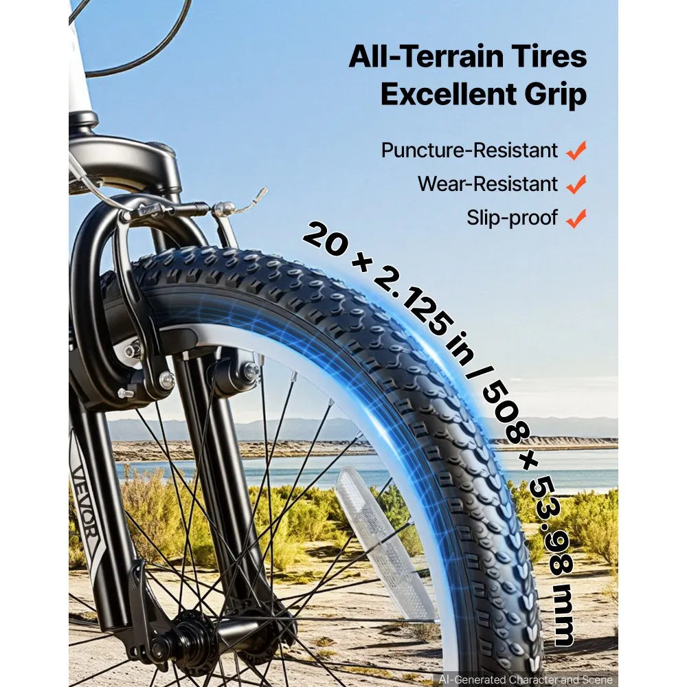 VEVOR Mountain Bike for Men and Women 20 inch Outdoor Bicycle 6 Speeds, Adult Bikes, Full Suspension, Adjustable Saddle, All-Terrain Tires, High Carbon Steel Frame, Dual Brakes, Pre-Assembled