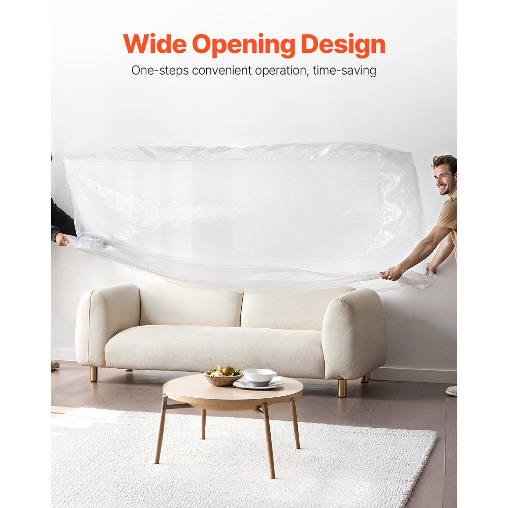 VEVOR Plastic Couch Cover, 4 Mil Thickened Sofa Cover for Moving, Heavy-Duty Clear Couch Cover with Wide Opening Design, Wear-Resistant & Waterproof Plastic Shield Covers for Couch, 92 x 62 x 42 inch