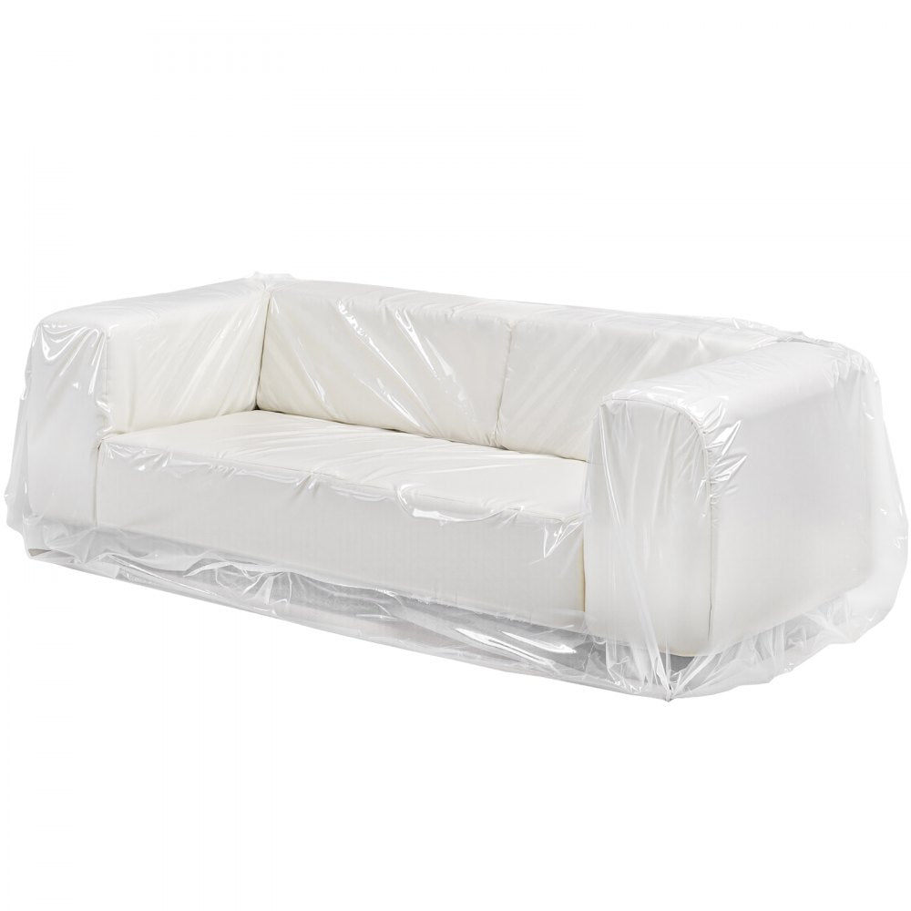 VEVOR Plastic Couch Cover, 4 Mil Thickened Sofa Cover for Moving, Heavy-Duty Clear Couch Cover with Wide Opening Design, Wear-Resistant & Waterproof Plastic Shield Covers for Couch, 92 x 62 x 42 inch