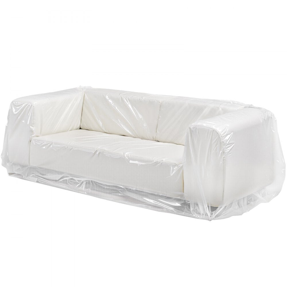 VEVOR Plastic Couch Cover, 4 Mil Thickened Sofa Cover for Moving, Heavy-Duty Clear Couch Cover with Wide Opening Design, Wear-Resistant & Waterproof Plastic Shield Covers for Couch, 92 x 62 x 42 inch